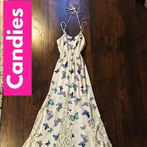 Candie’s Butterfly Lace Slit LongW/ MiniSlip Dress